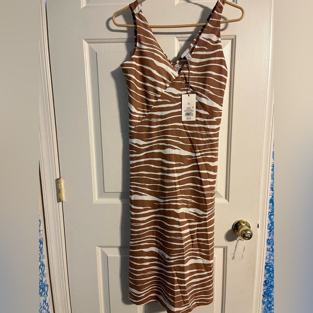NWT A New Day Brown white stripe Midi Dress